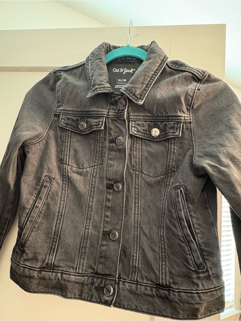 Girls XL Cat & Jack Gray Wash Denim Jacket